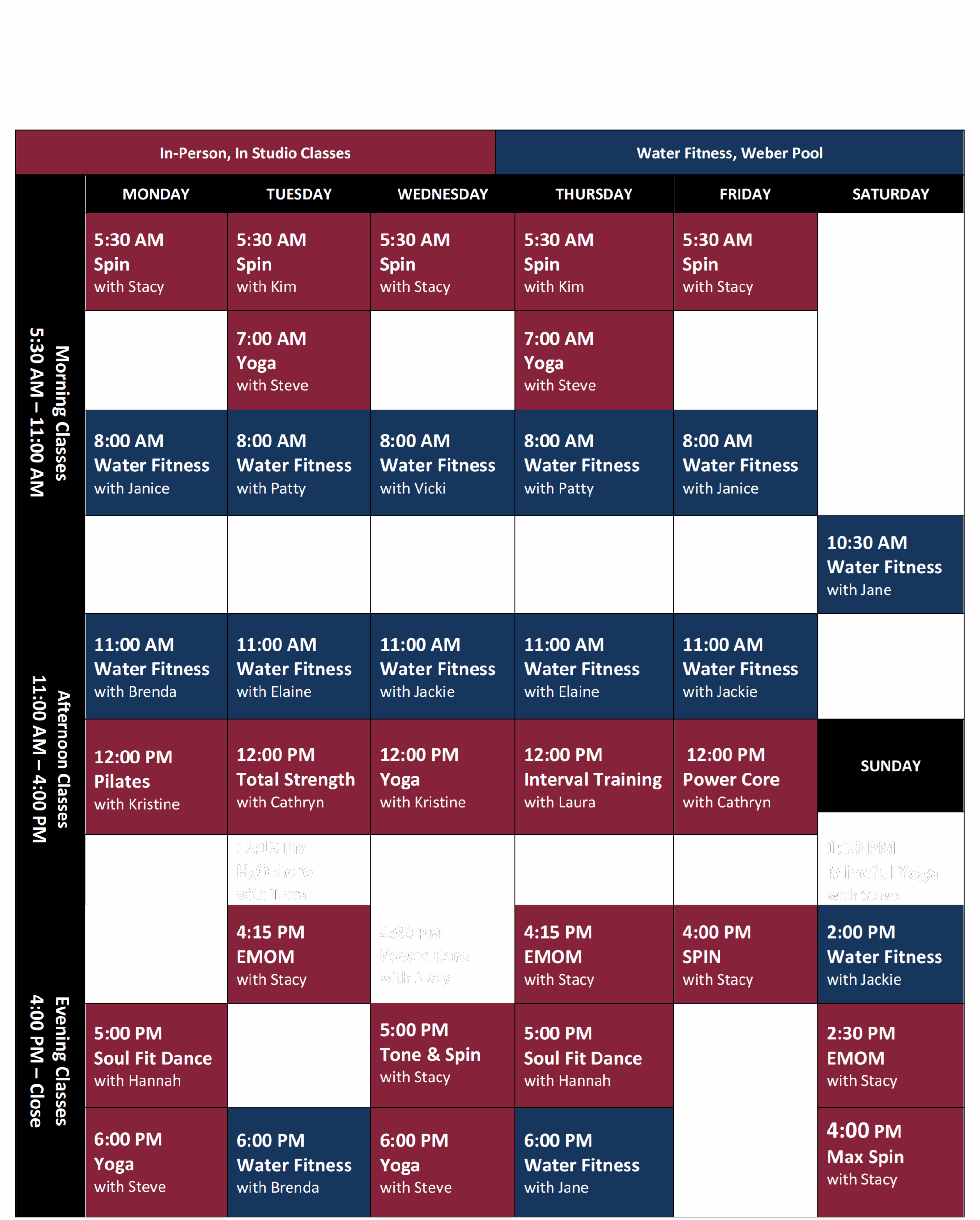Group Fitness Schedule